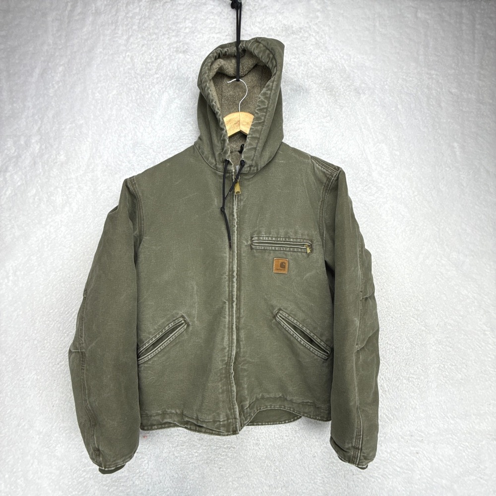 Carhartt Sierra Jacket Sherpa Lined Mens Small J141 ARG Army Green Faded